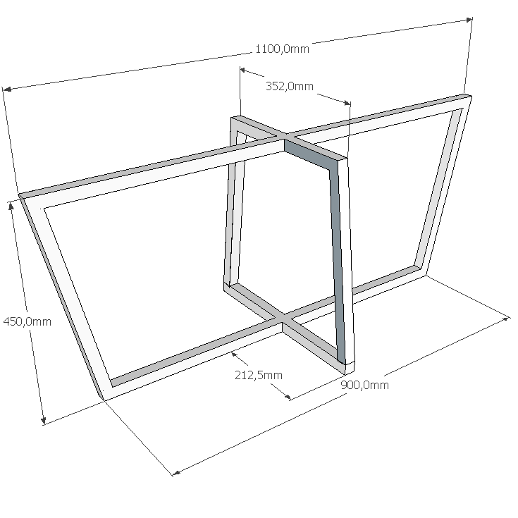 Чертеж стола на металлическом каркасе
