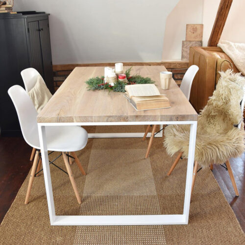 деревянный стол с белыми ножками фото 1