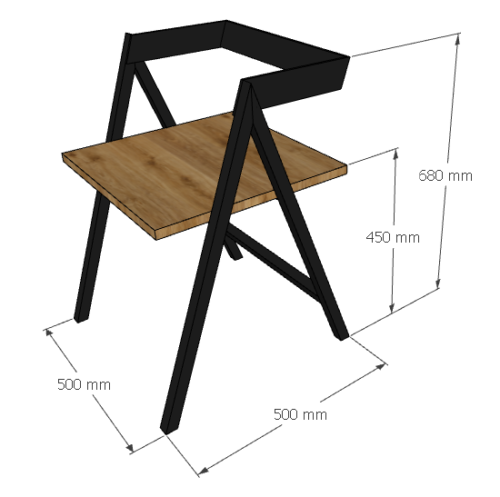 Макет стула с указанием размеров